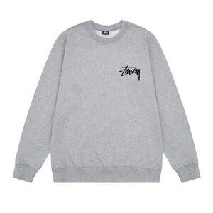 Men's Stussy Gray Floral Print Crew Neck Long Sleeve Sweatshirt
